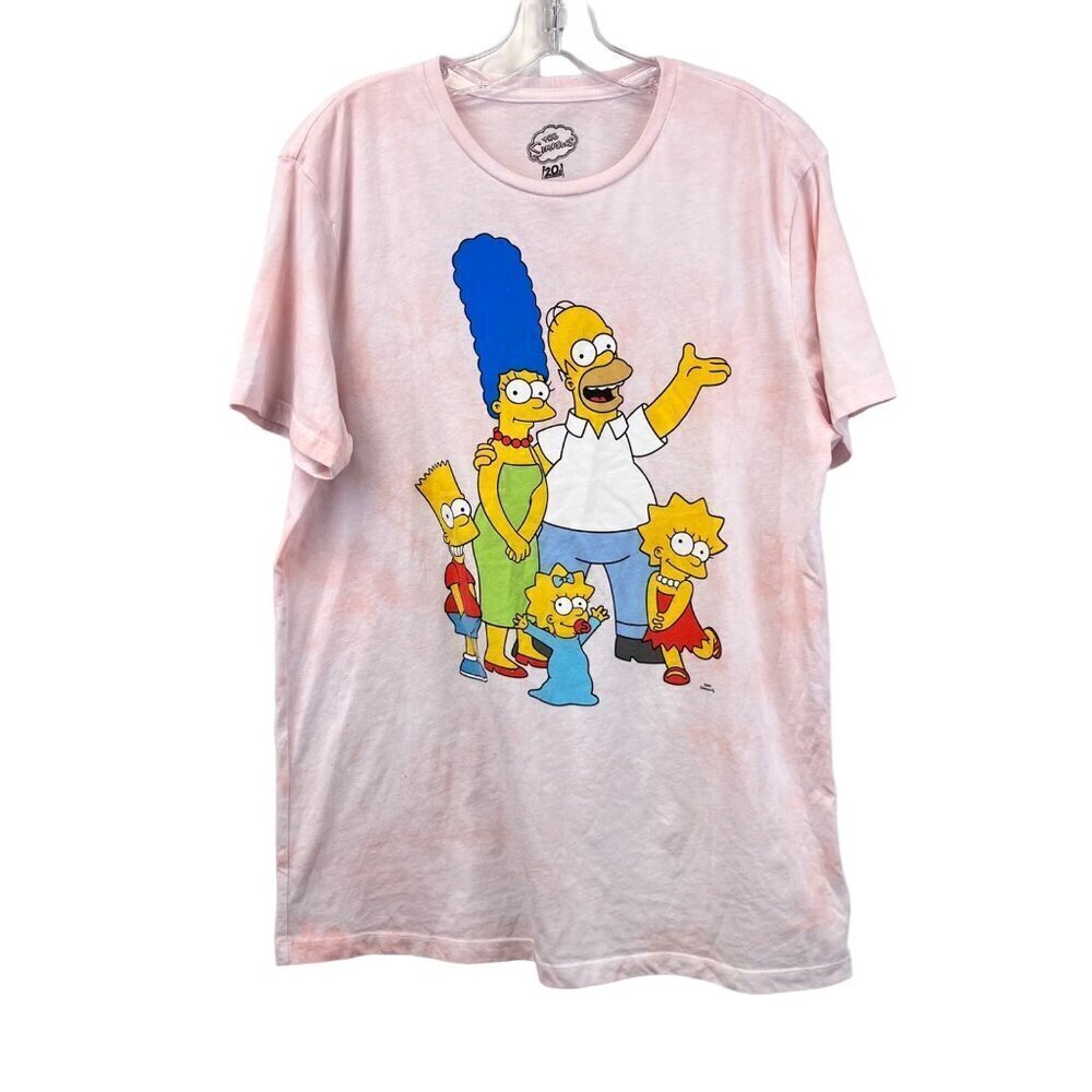The Simpsons Women’s Short Sleeve Pink Tie Dye Graphic T-Shirt Size Large